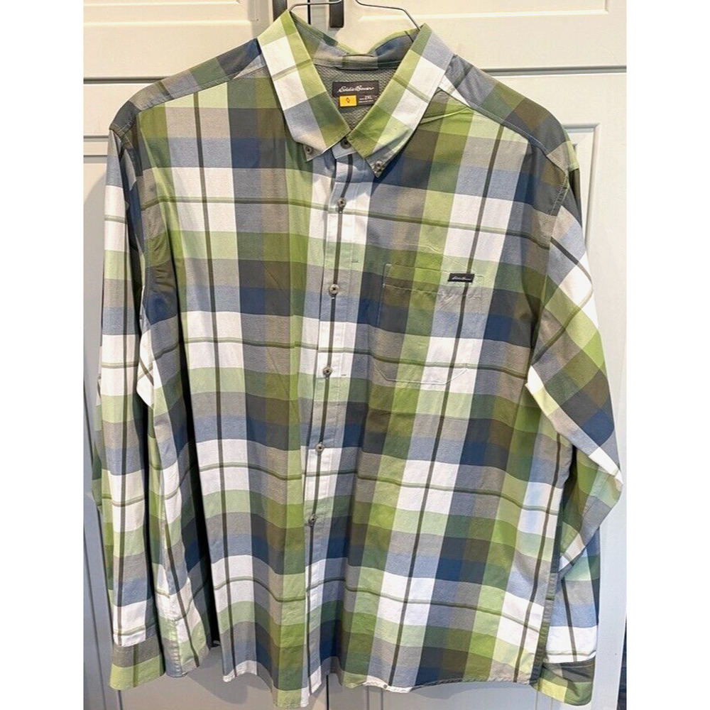 Eddie Bauer Shirt Men's 2XL Casual Plaid Long Sleeve Button Down Classic Fit